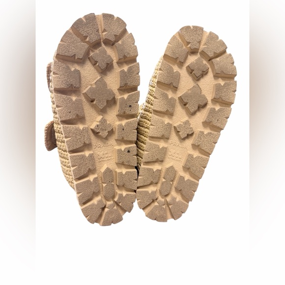 Prada Fussbett Raffia Double Band Tan Woven Slide Sandals - Picture 12 of 16